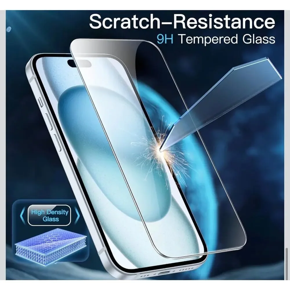 NIB JETech iPhone 15 Plus 6.7” Tempered Glass Screen Protector 3-Pack